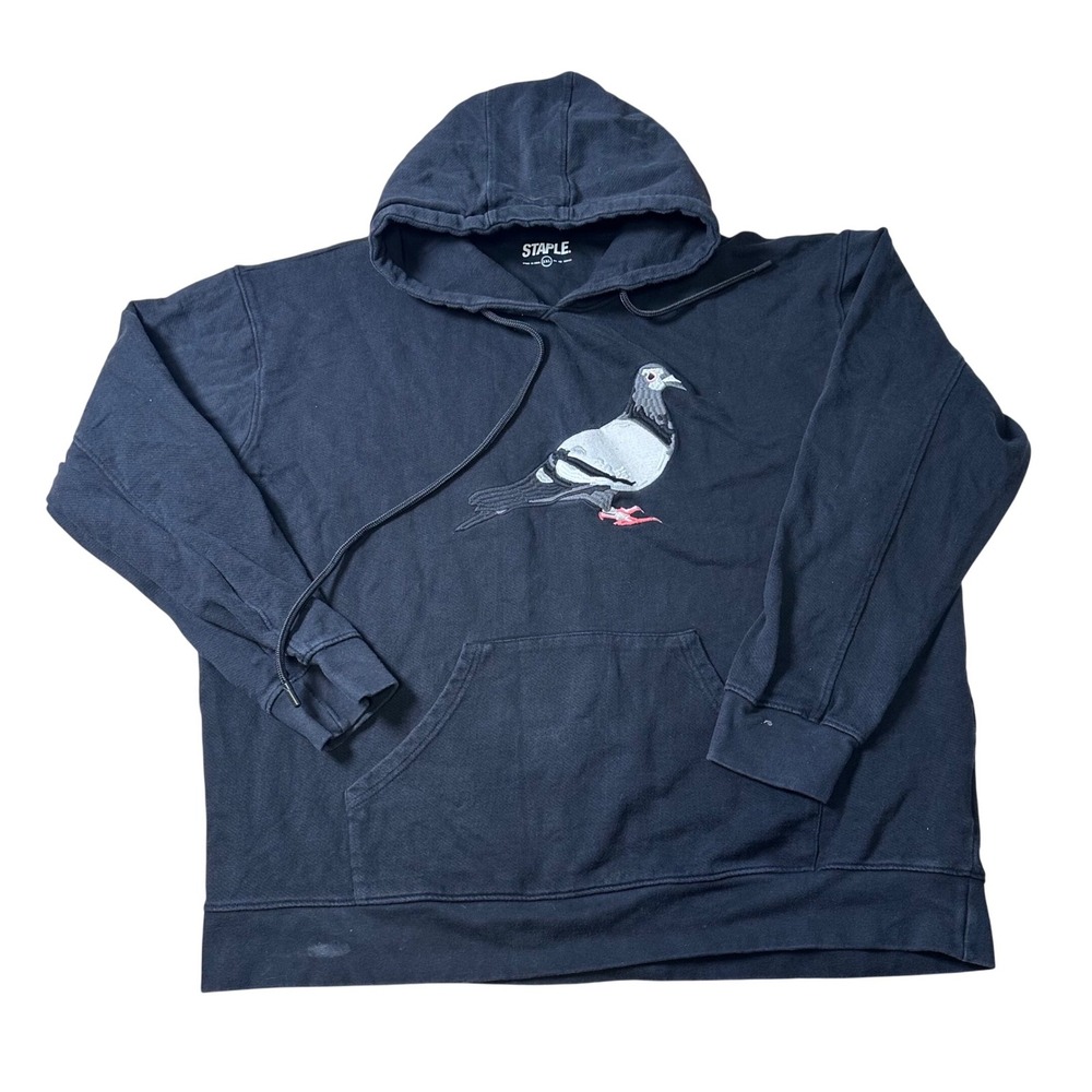 Staple Pigeon Mens 3XL Black Embroidered Pullover Hoodie Streetwear NYC